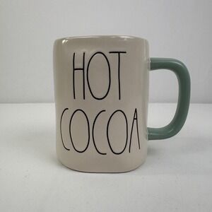 Rae Dunn Hot Cocoa Mug Artisan Collection Cream Sage Green Ceramic Cup